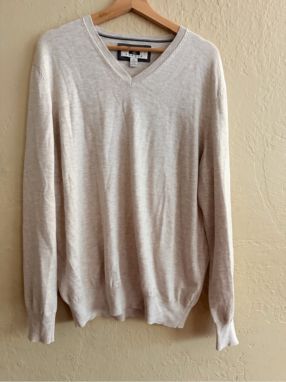 Abound Men's V-Neck Sweater - Light Cream